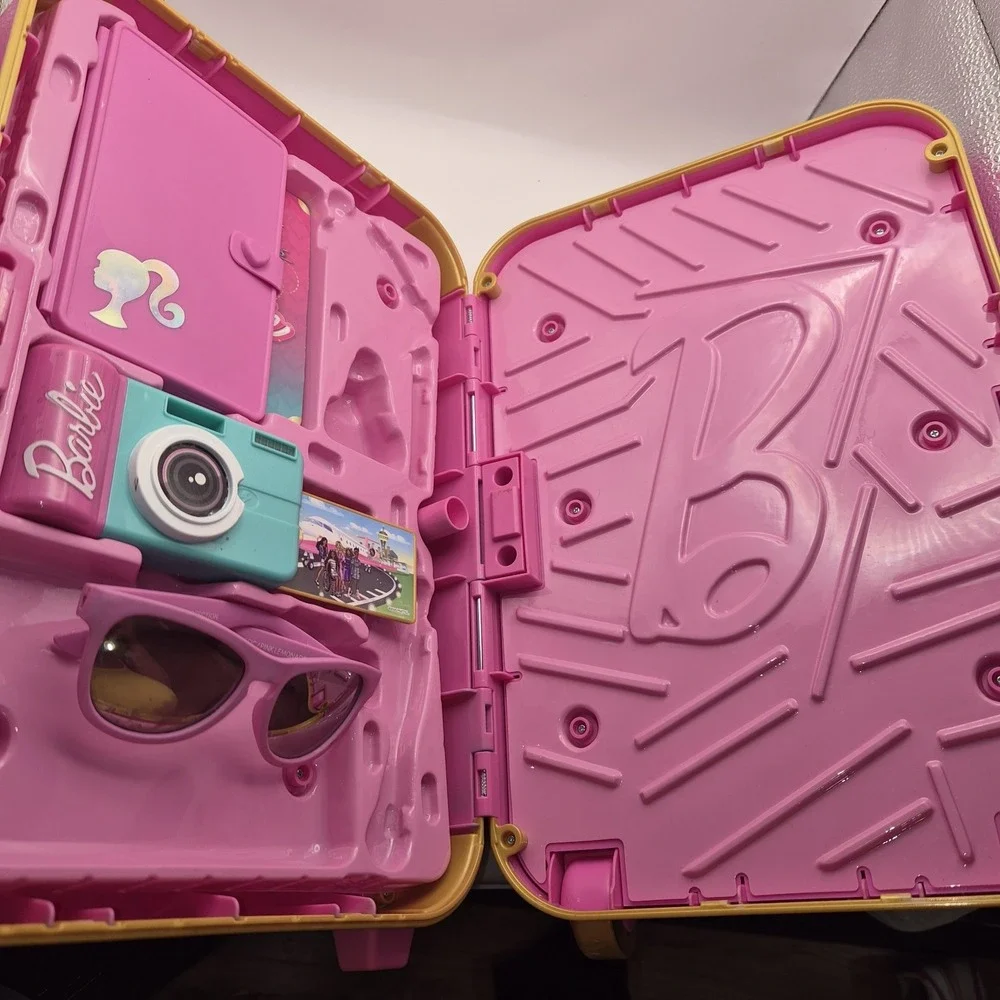 Barbie Rolling Suitcase Travel Playset Carry On Luggage Removable Insert...